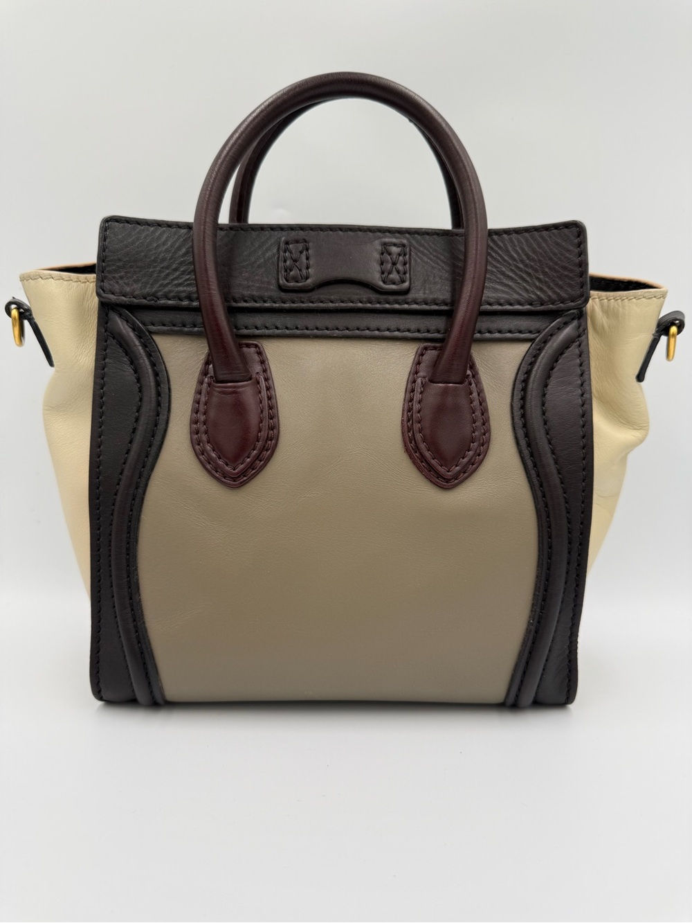 Celine Luggage Nano Tricolor  - Cream, Khaki & Dark Brown - Picture 3 of 9